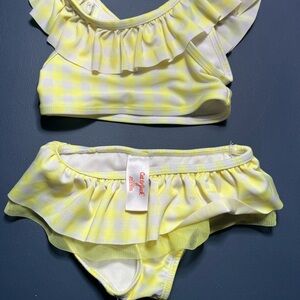 Cat & Jack Yellow Plaid Ruffle Swimsuit